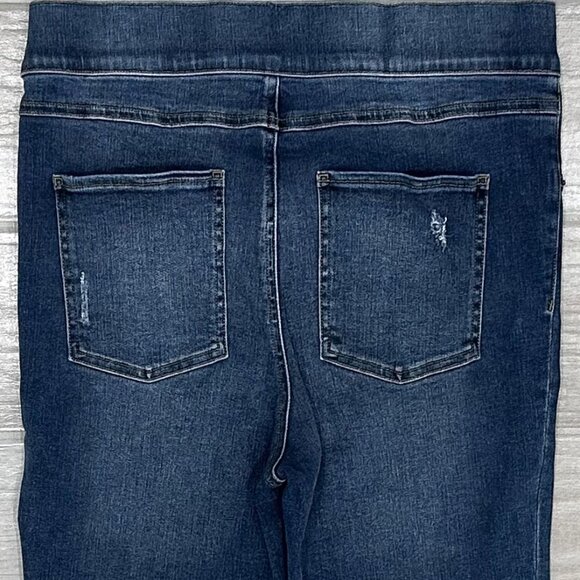Spanx Distressed Denim Leggings Release Hem Skinny Jeans in Medium Wash Size LT - Picture 9 of 16